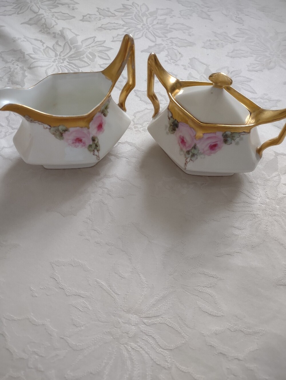 Vintage Limoges France Creamer And Sugar Bowl With Lid